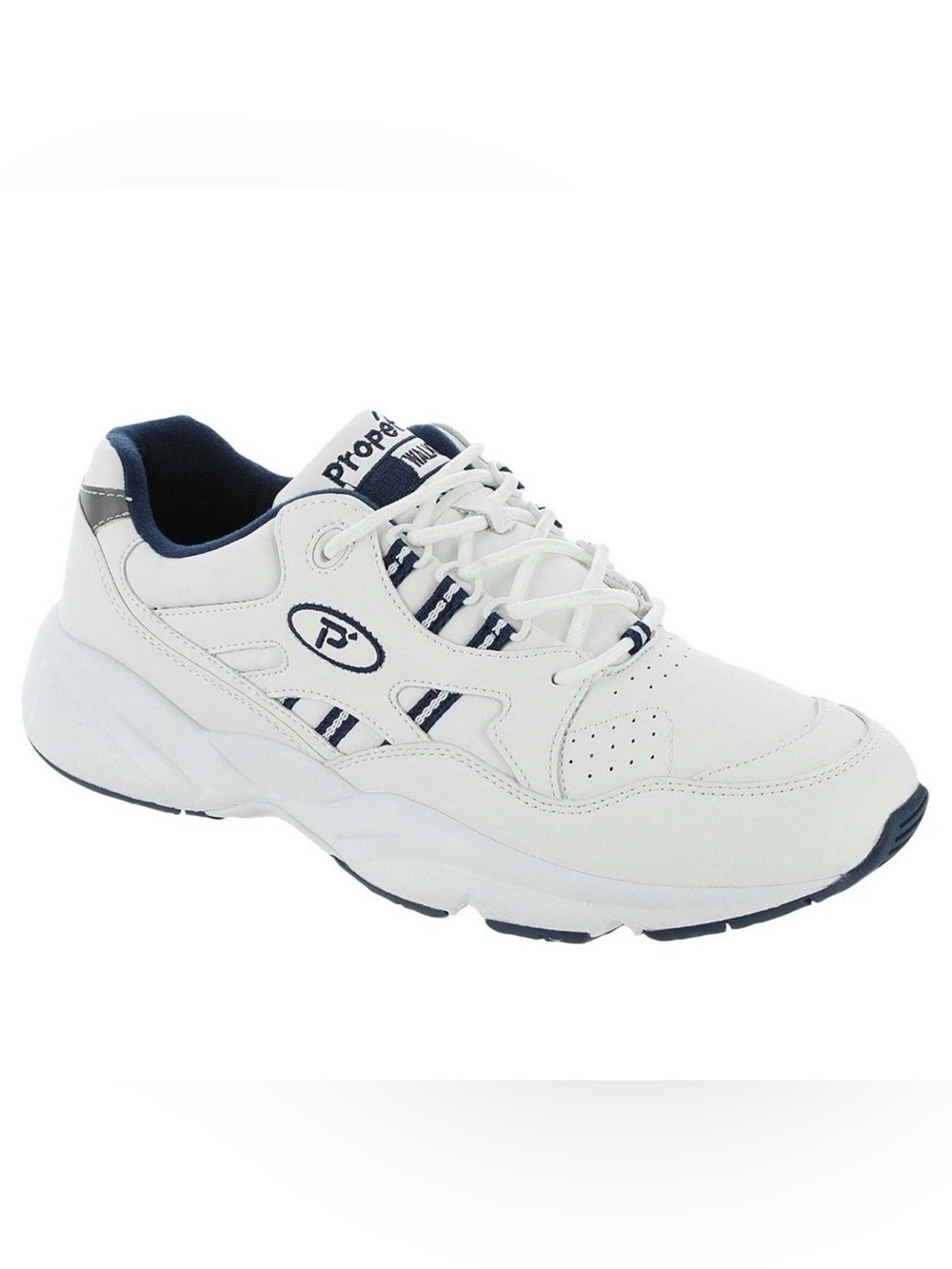 Propet Men's Stability Walker White Navy Size 9 Walking Shoes Sneakers